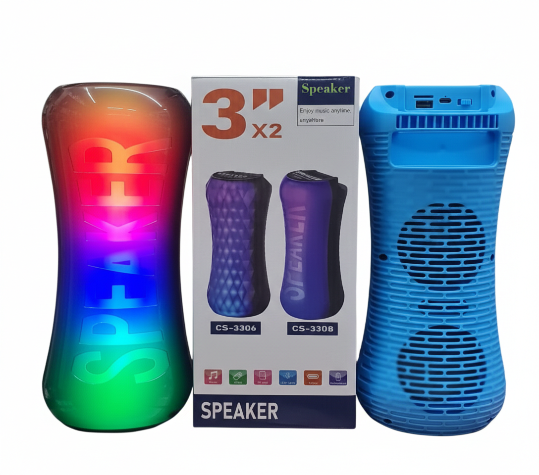 Premium 3" Dual Portable Bluetooth Speaker – Vibrant LED Lighting