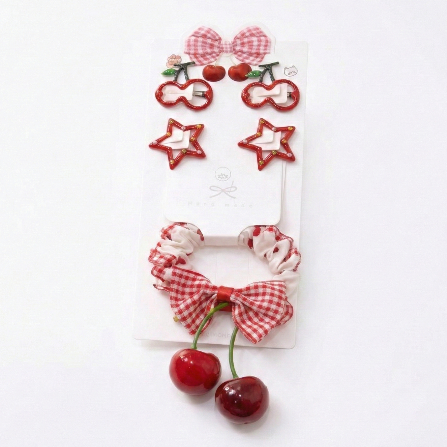 Sweet Cherry & Gingham Hair Accessory Set