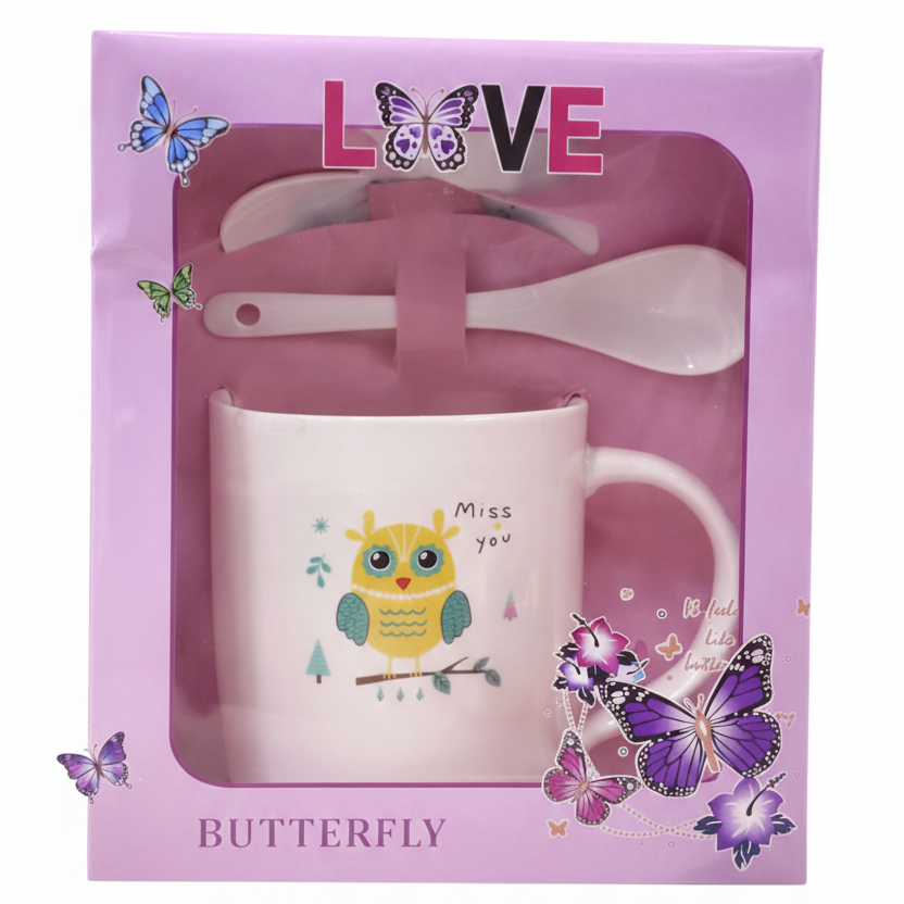 Charming Owl & Butterfly Ceramic Gift Set