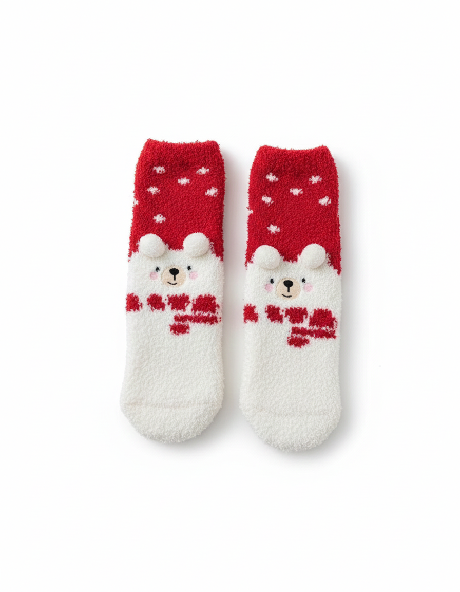 Adorable Polar Bear Fuzzy Socks