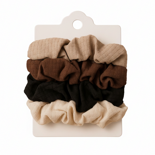 Textured Neutral Scrunchie Set