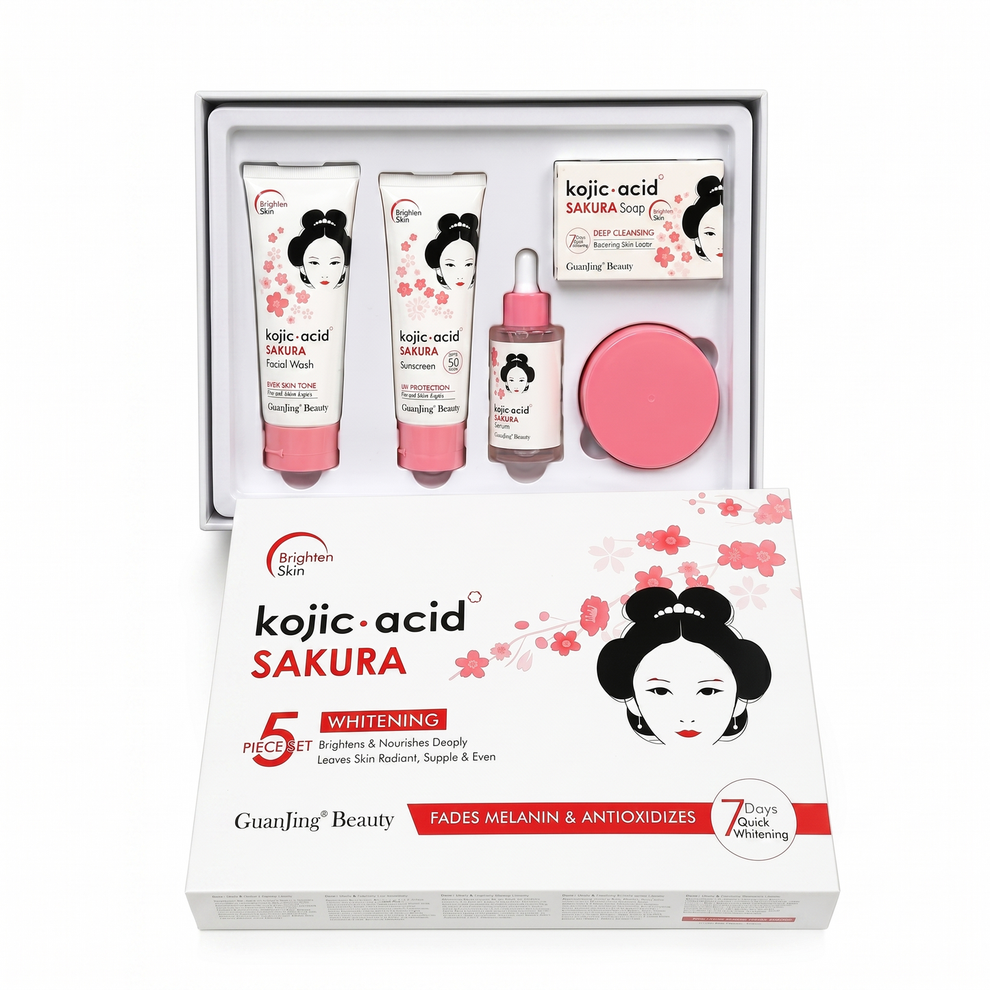 Guanjing Beauty Kojic Acid Sakura 5-Piece Skin Care Set