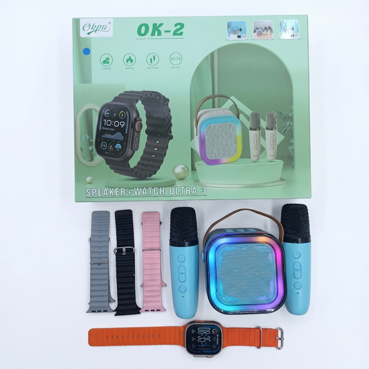 OK-2 Smart Entertainment Bundle: Ultra 8 Watch & Karaoke Speaker