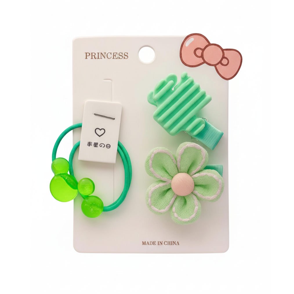 Princess Floral & Bear Hair Accessory Set