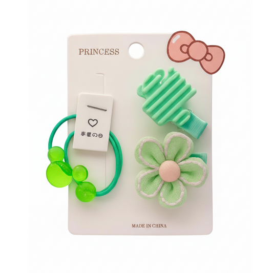 Princess Floral & Bear Hair Accessory Set