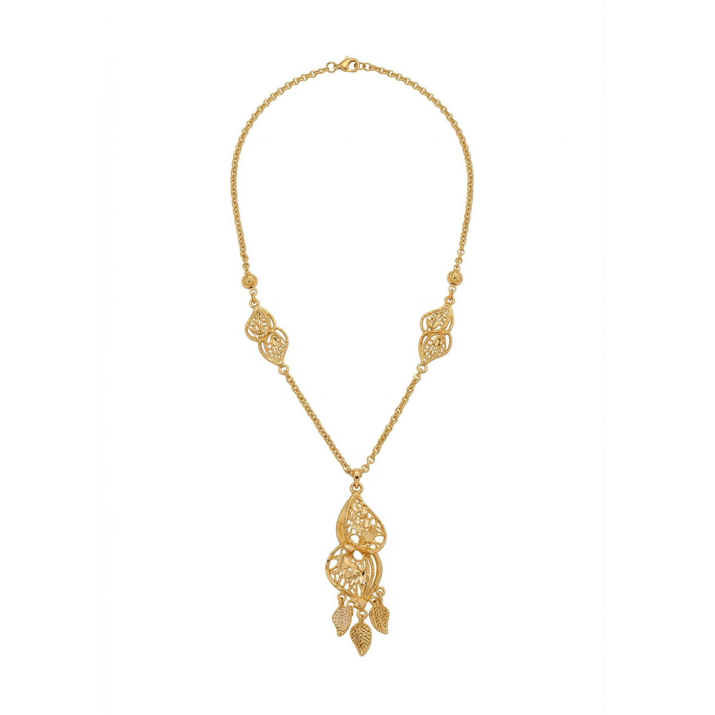 Elegant Filigree Gold Drop Necklace
