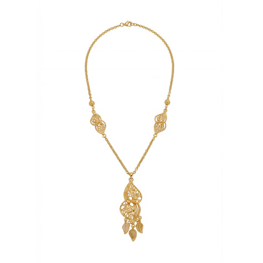 Elegant Filigree Gold Drop Necklace