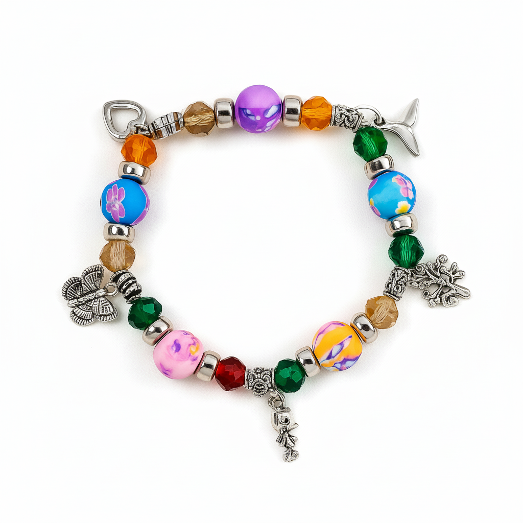Colorful Charm Bracelet with Artistic Beads