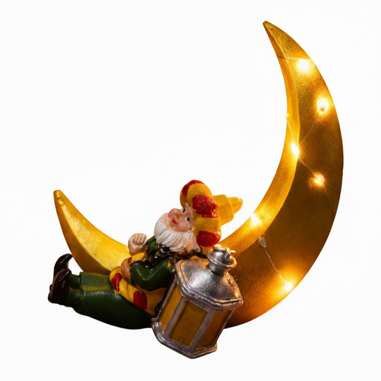 Illuminated Crescent Glow Ornament – Battery Powered Home Decor