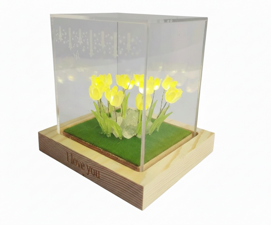 Enchanted Tulip LED Glass Box