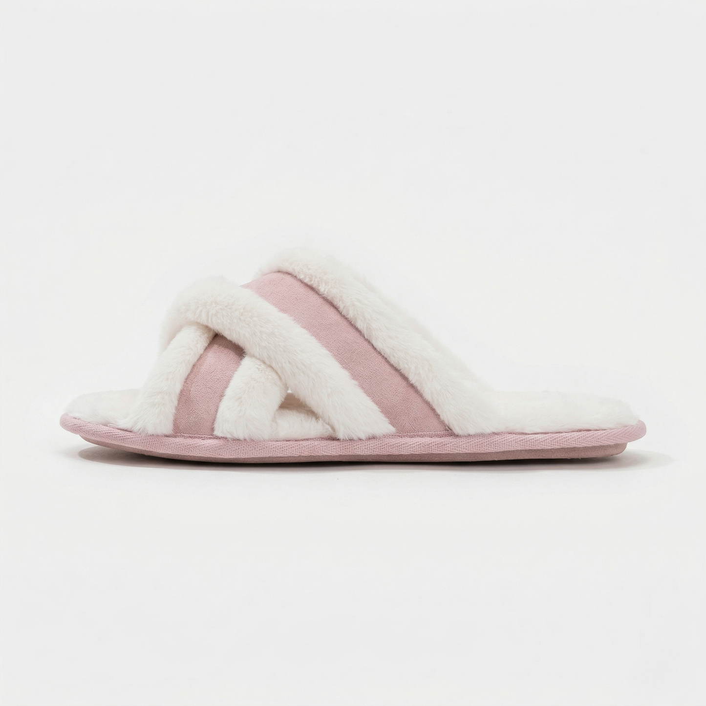 Plush Criss-Cross Faux Fur Slippers