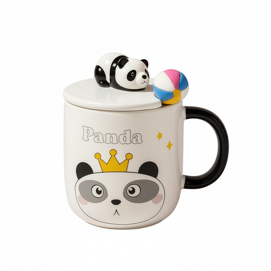 Panda King Mug with Lid and Spoon