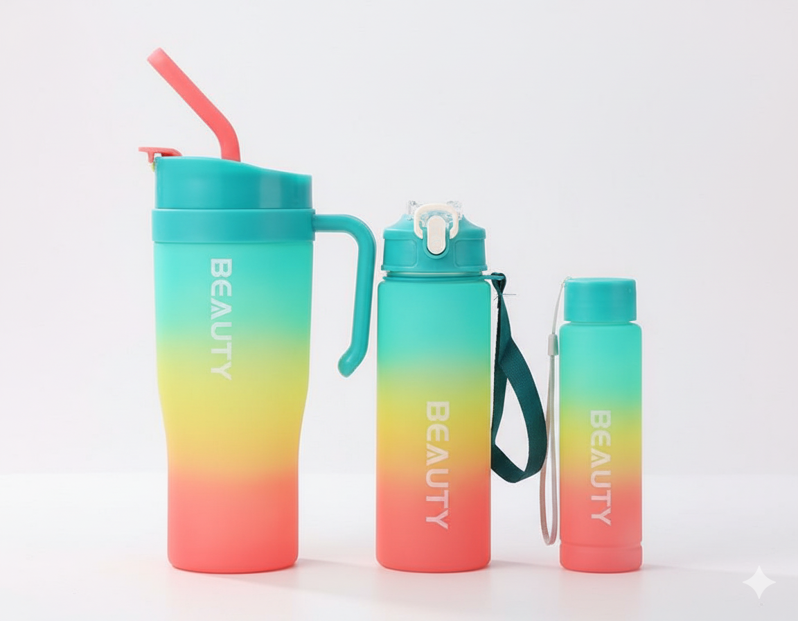 Gradient 'Beauty' Water Bottle Set (3-Pack)
