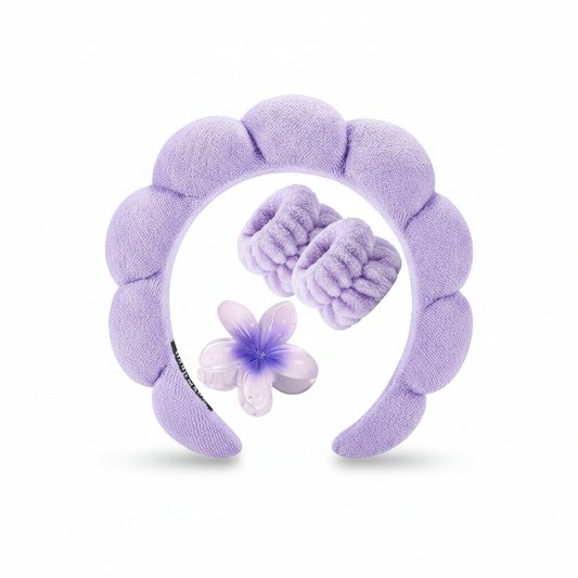 Plush Headband, Wristbands & Floral Clip