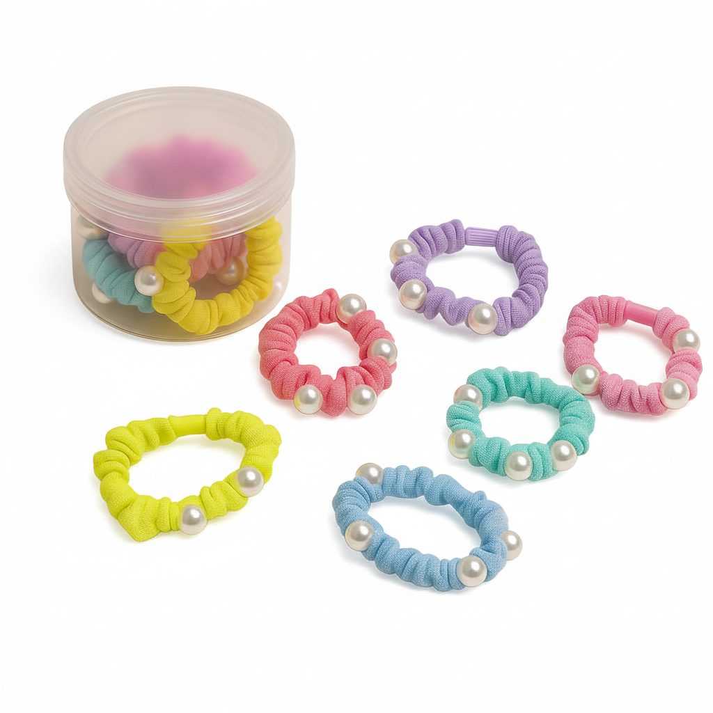 Pastel Pearl-Accent Hair Scrunchie Set