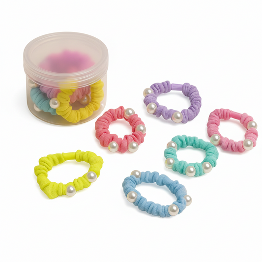 Pastel Pearl-Accent Hair Scrunchie Set
