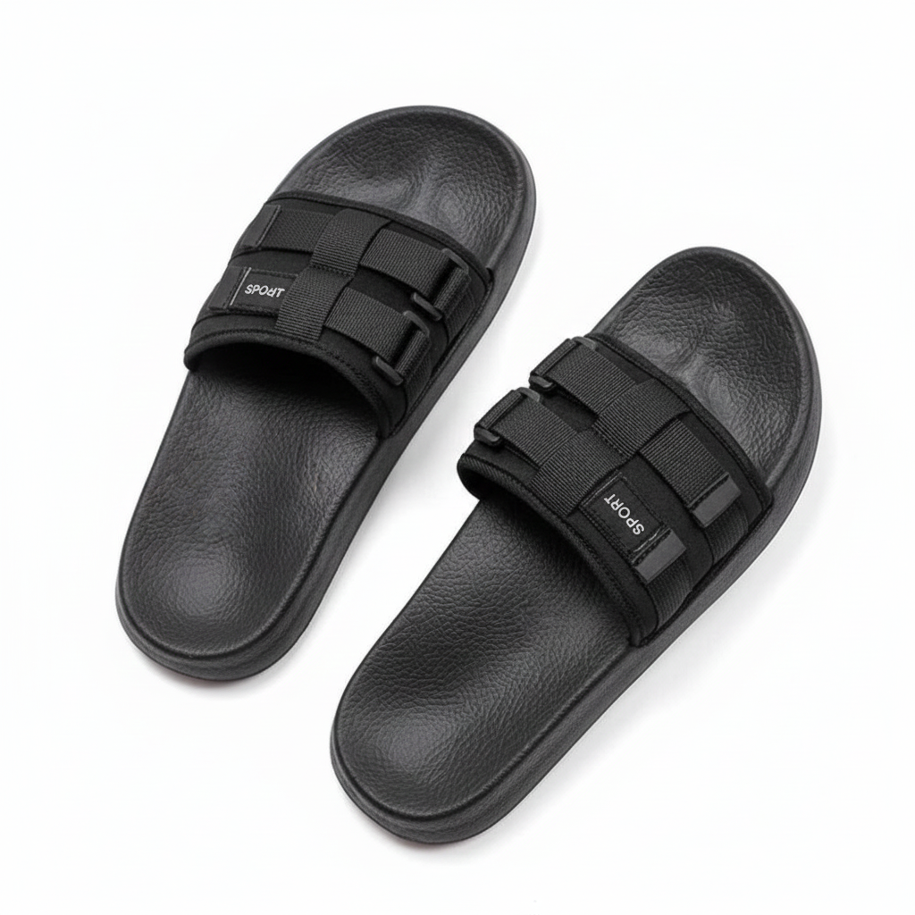 Sleek Black Sport Slide Sandals