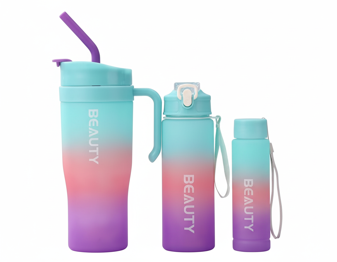Gradient 'Beauty' Water Bottle Set (3-Pack)