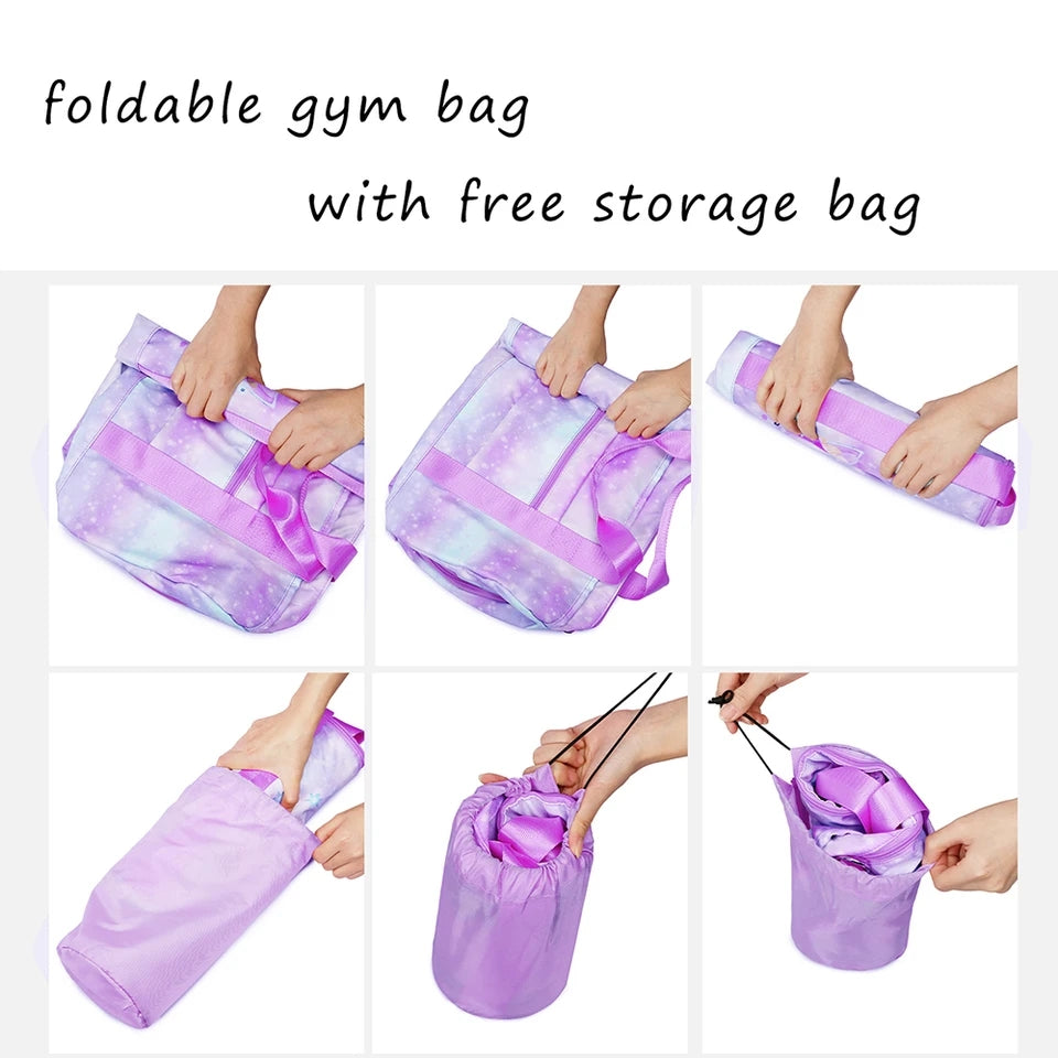 Galaxy Foldable Gym Bag with Dedicated Shoe Compartment