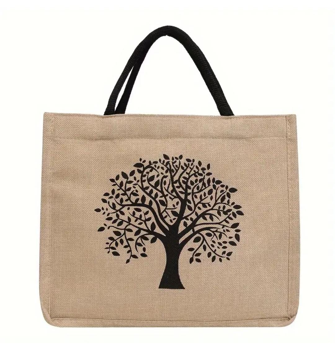 Eco-Friendly Mandala & Tree Jute Tote Bag