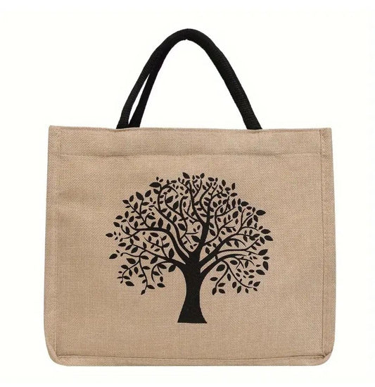 Eco-Friendly Mandala & Tree Jute Tote Bag