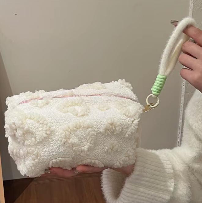 Chic Fuzzy Leopard Cosmetic Bag