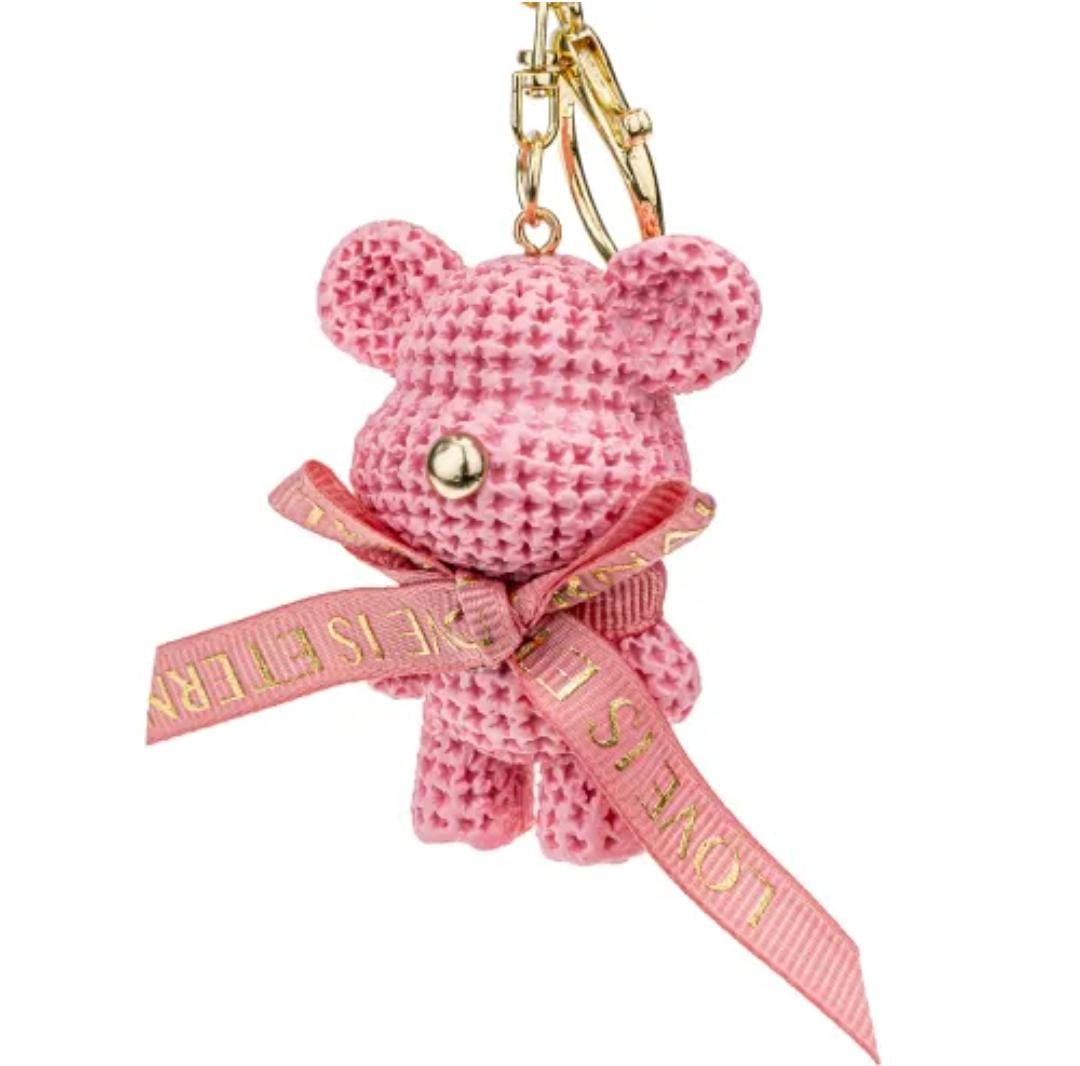 Crochet-Style Bear Bag Charm & Keychain
