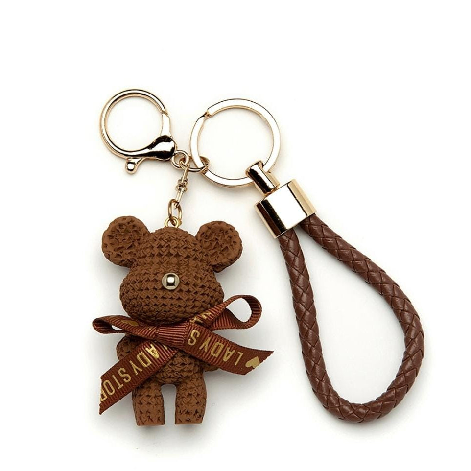 Crochet-Style Bear Bag Charm & Keychain