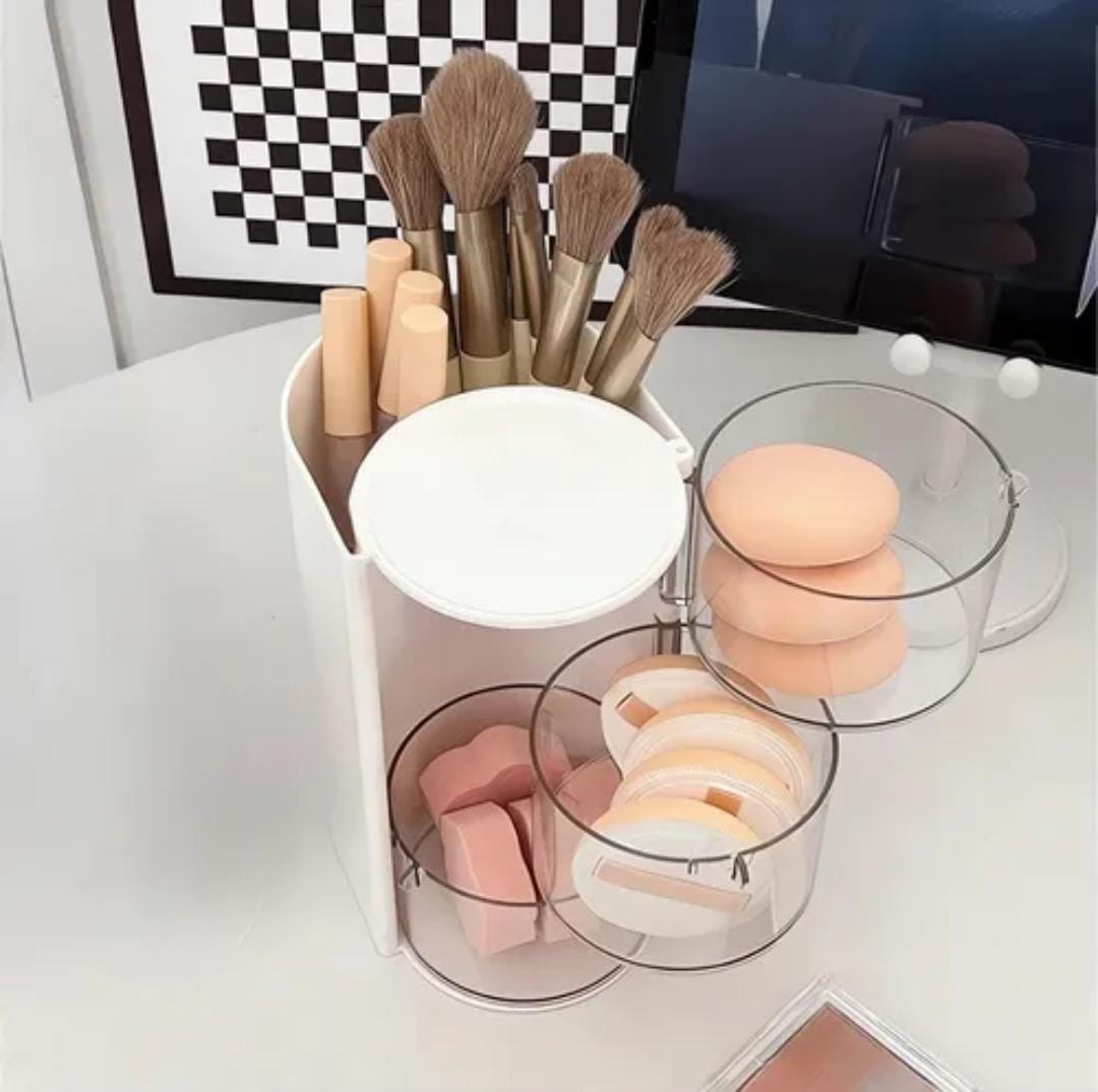 Rotating Multi-Compartment Beauty Organizer