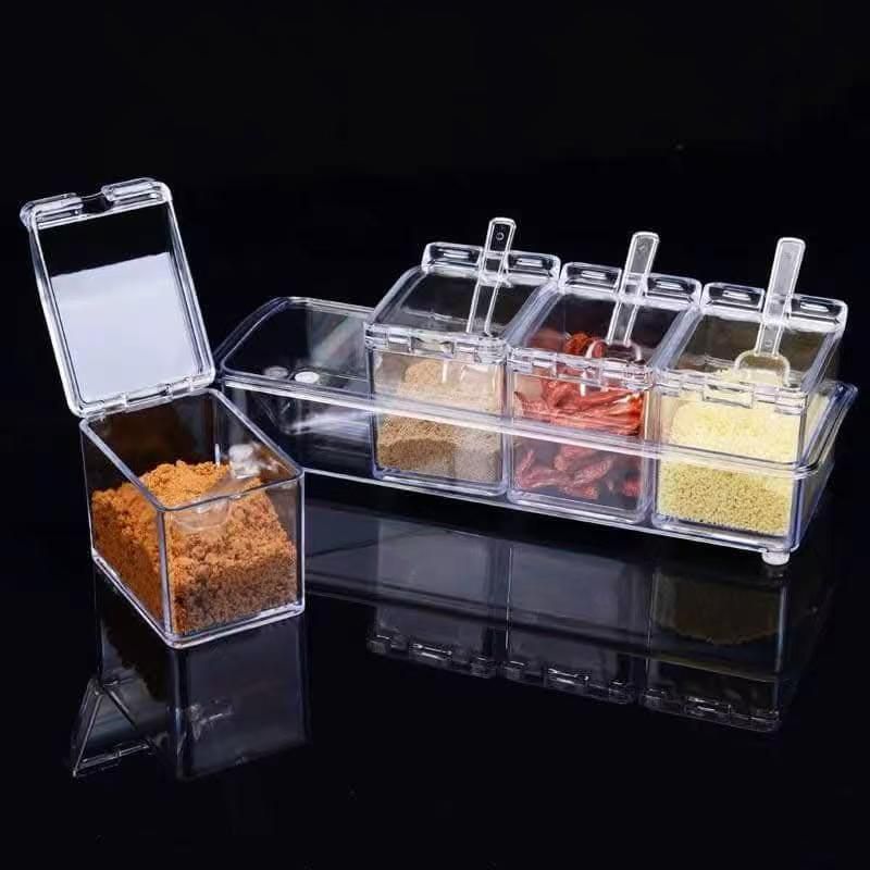 Clear Acrylic 4-Piece Spice Box Set