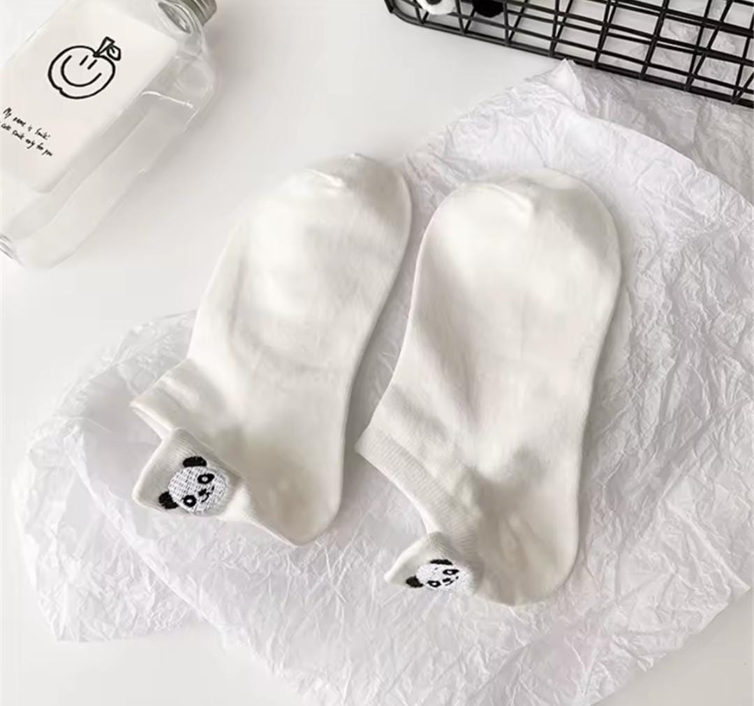 Adorable Panda Ankle Socks - Black & White Styles