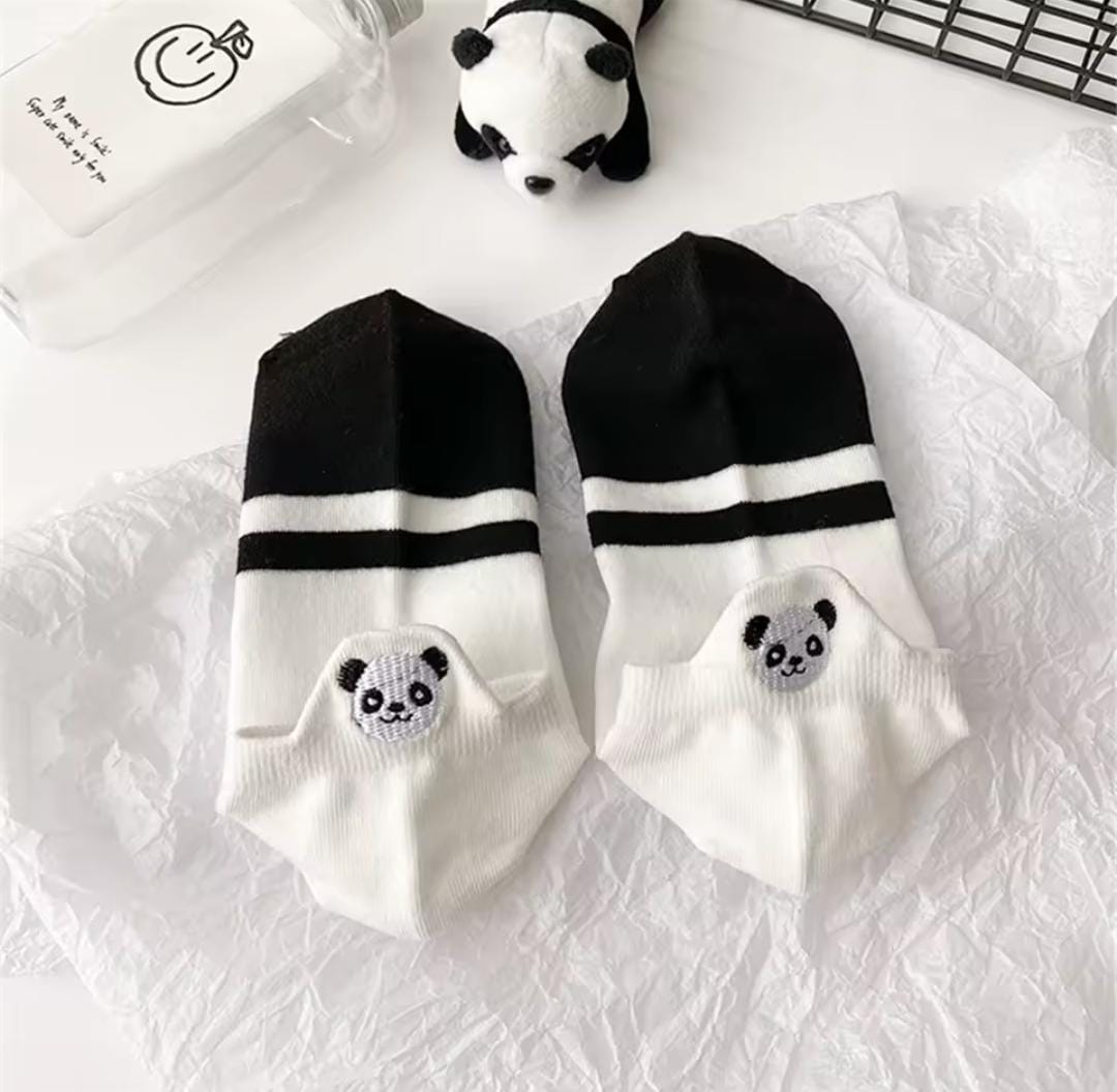 Adorable Panda Ankle Socks - Black & White Styles