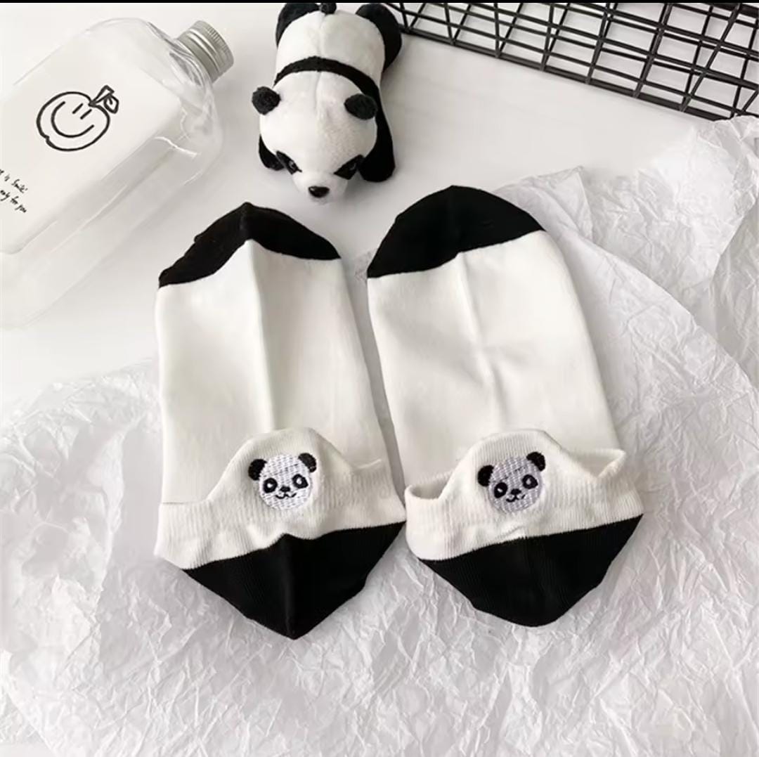 Adorable Panda Ankle Socks - Black & White Styles