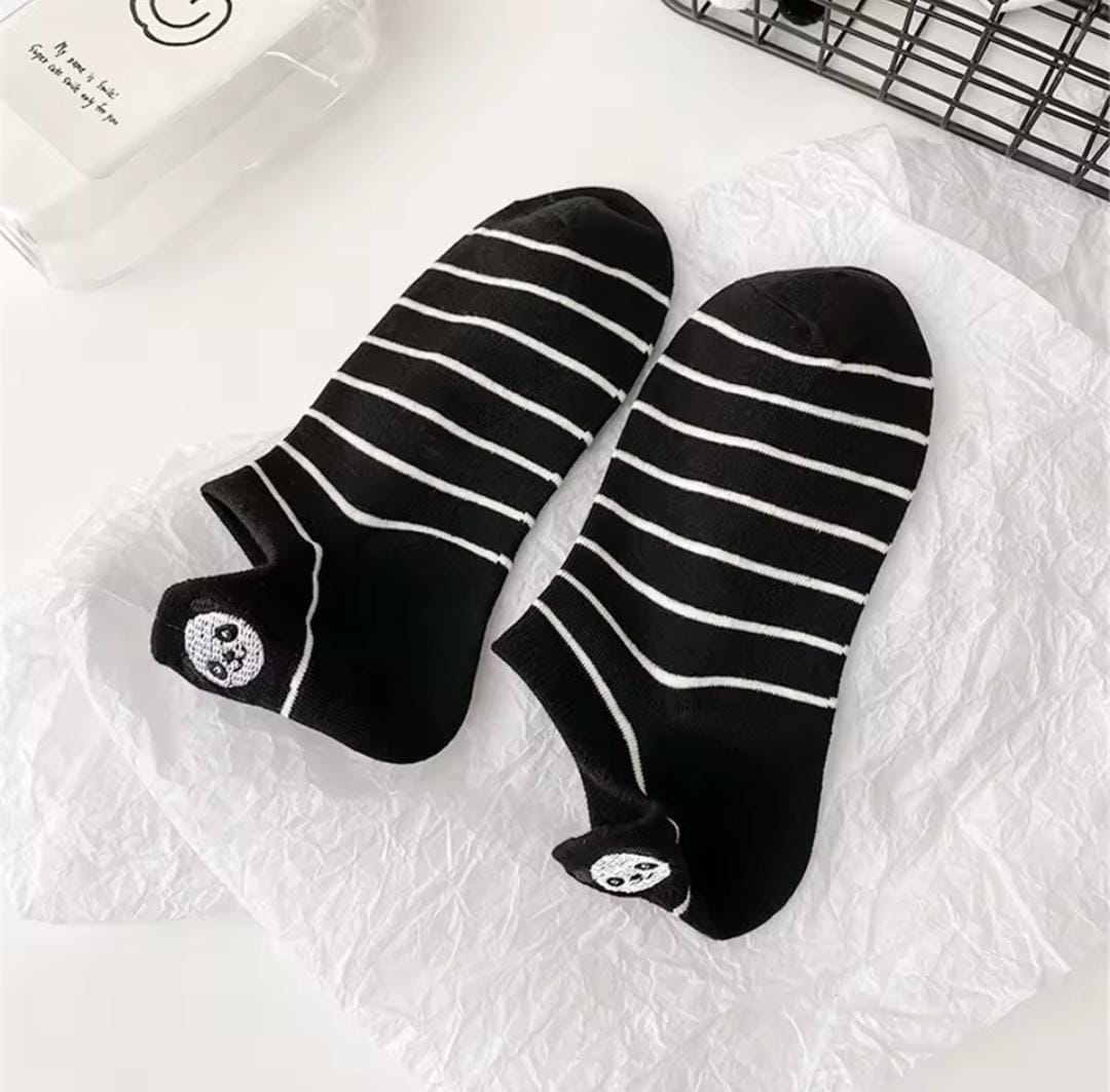 Adorable Panda Ankle Socks - Black & White Styles