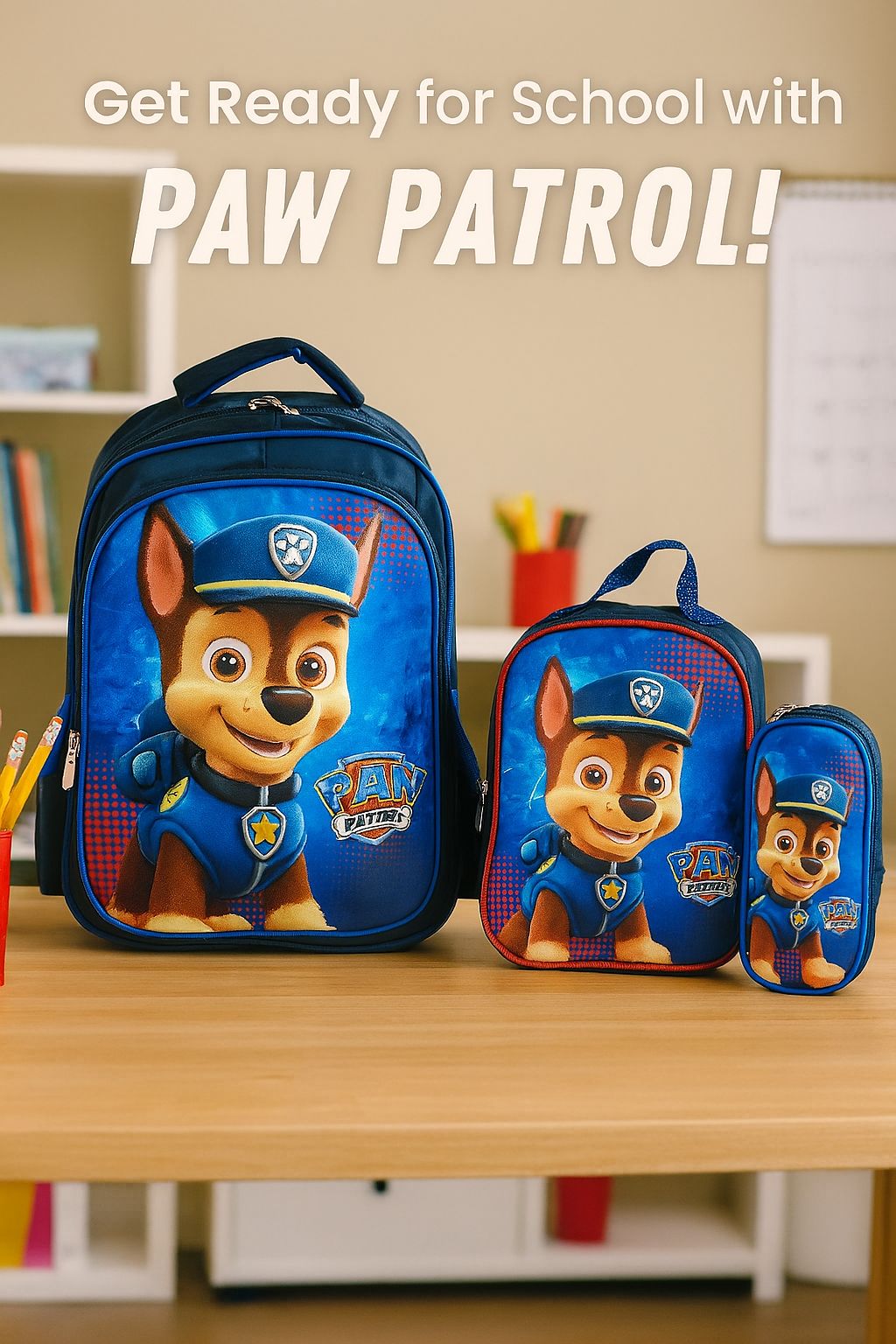 School Backpack + Lunch Box + Pencil Case Bundle