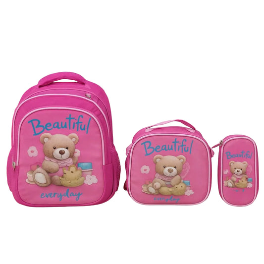 School Backpack + Lunch Box + Pencil Case Bundle
