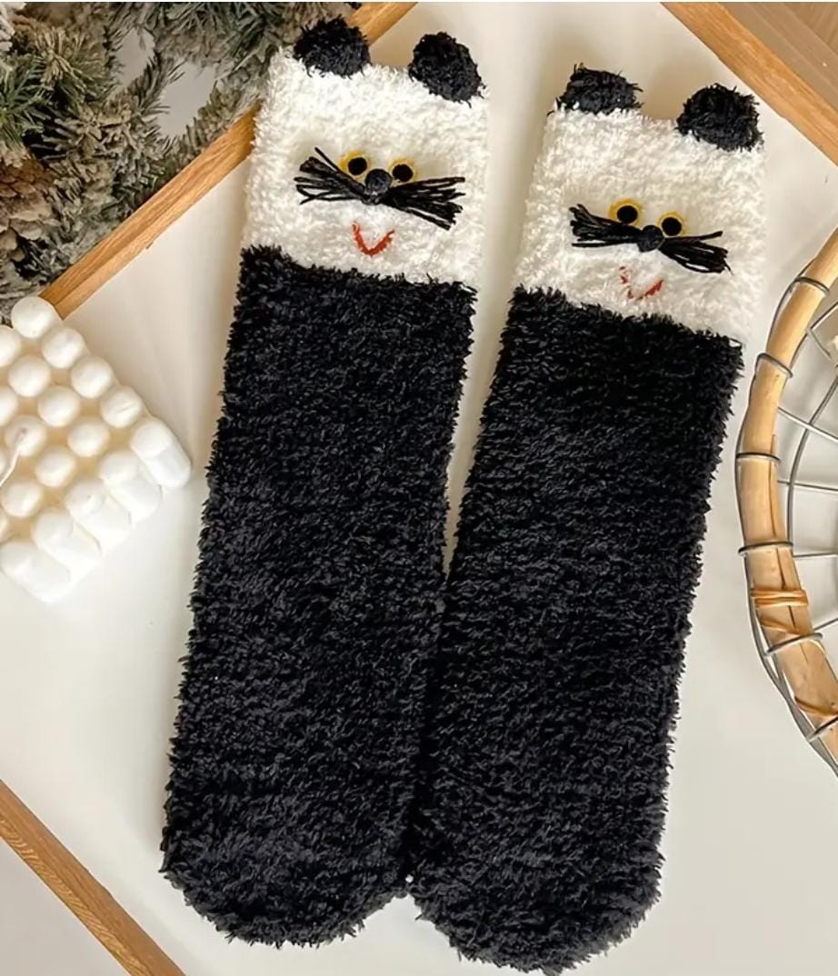 Cozy Whiskers 3D Fuzzy Cat Socks
