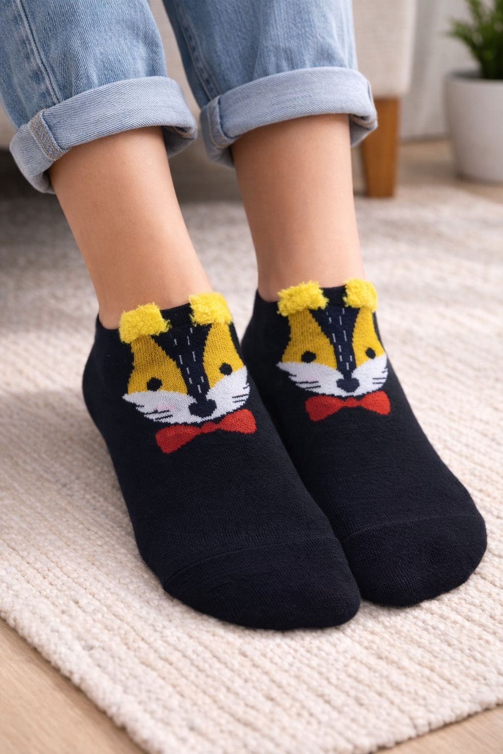 Cute 3D Animal Ankle Socks – Soft Cotton Low-Cut