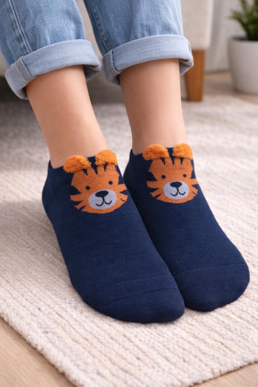 Cute 3D Animal Ankle Socks – Soft Cotton Low-Cut
