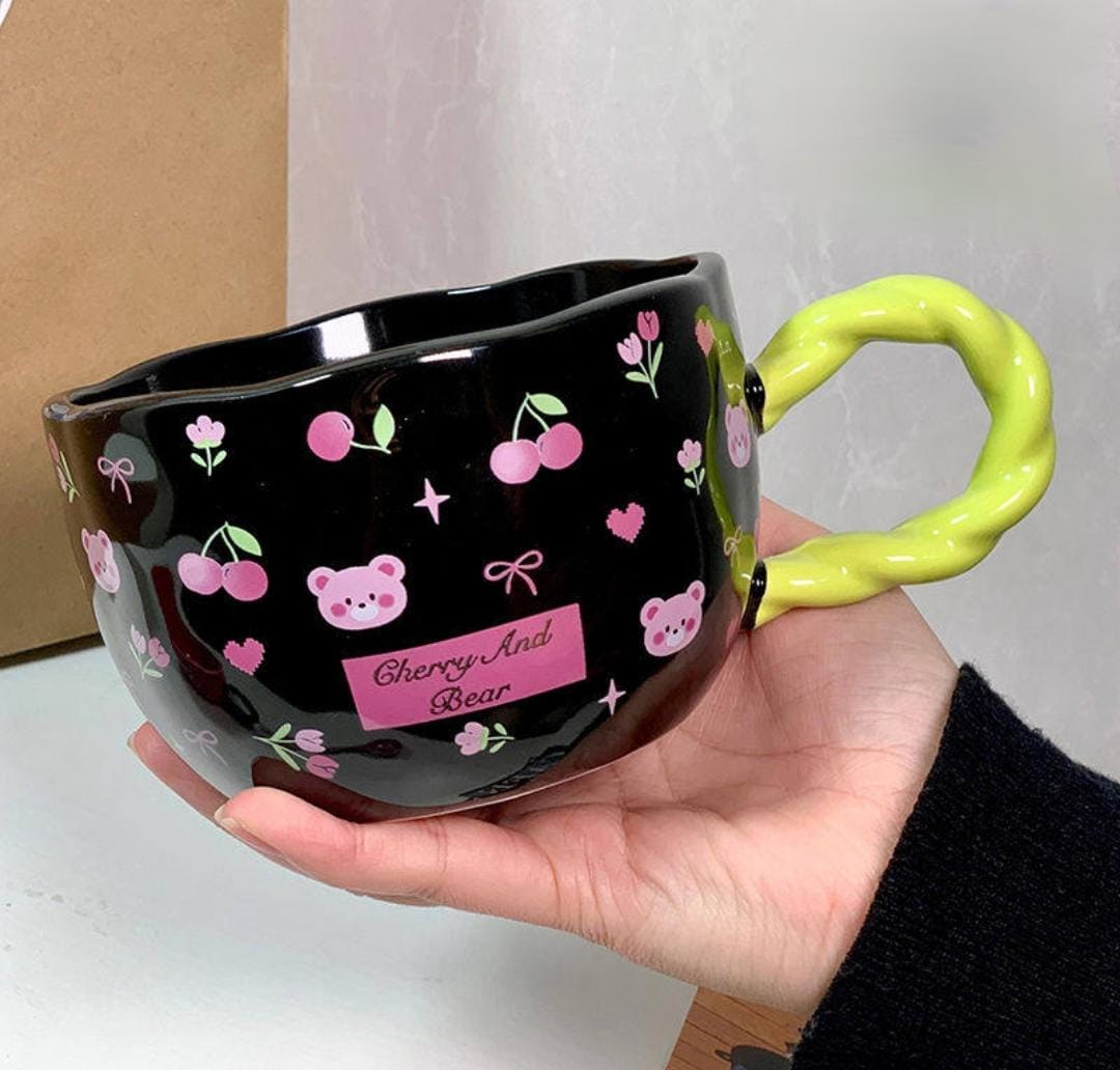 Pink Bear Ceramic Bowl Mug
