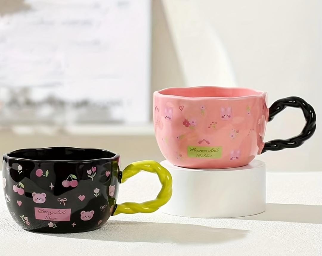 Pink Bear Ceramic Bowl Mug