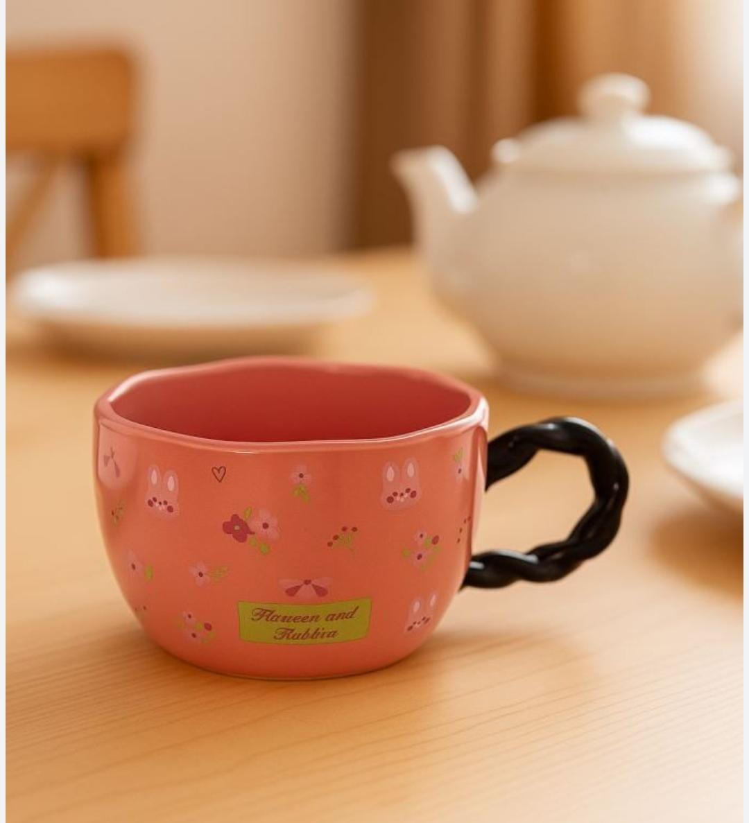 Pink Bear Ceramic Bowl Mug