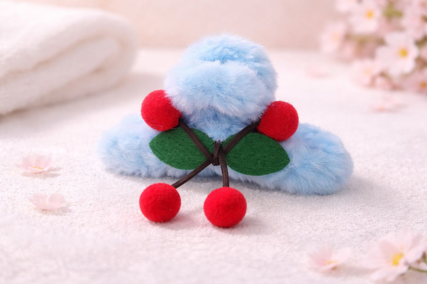 Plush Cherry Hair Claw Clip