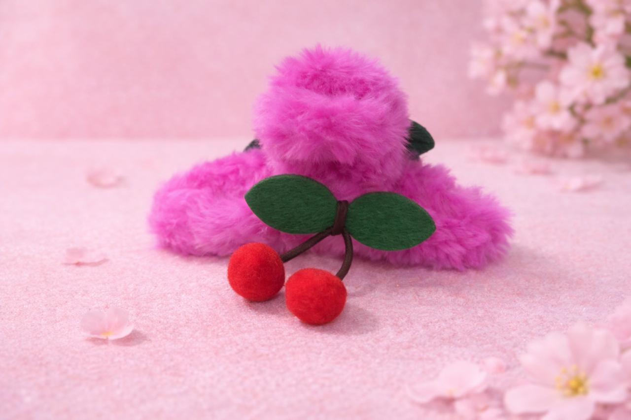 Plush Cherry Hair Claw Clip