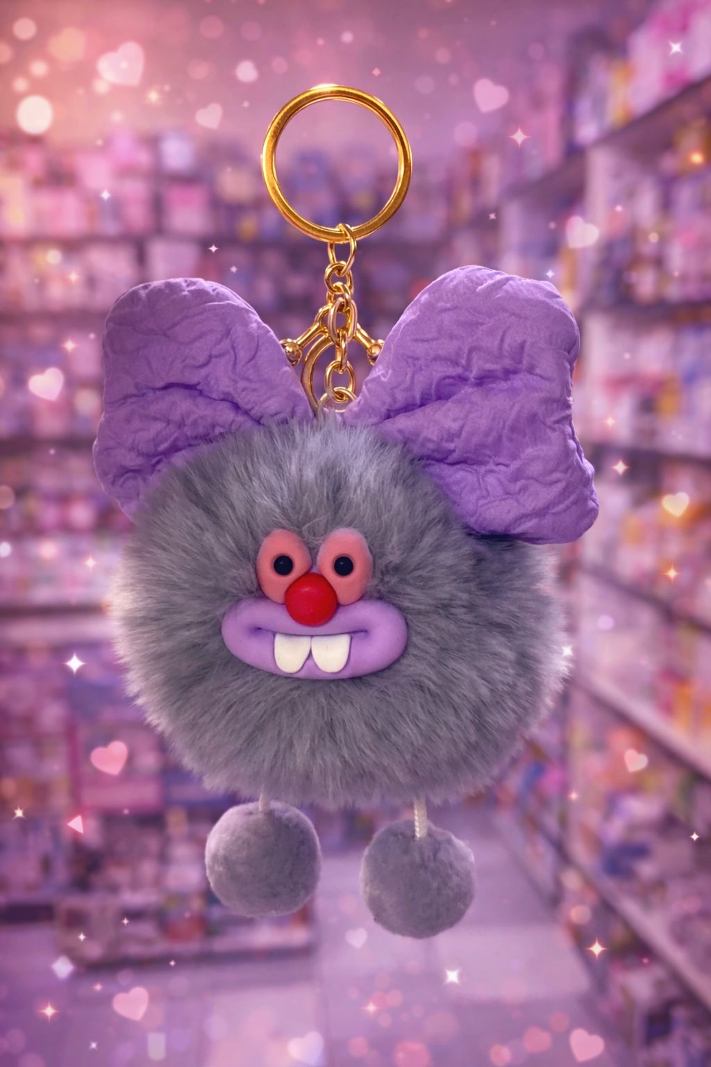 Fluffy Monster Charm Keychains
