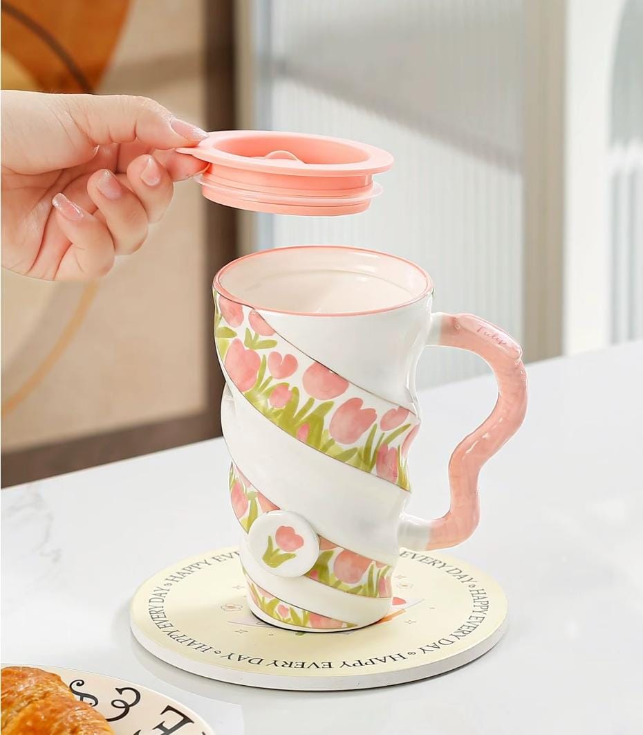 Tulip Twist Ceramic Travel Mug