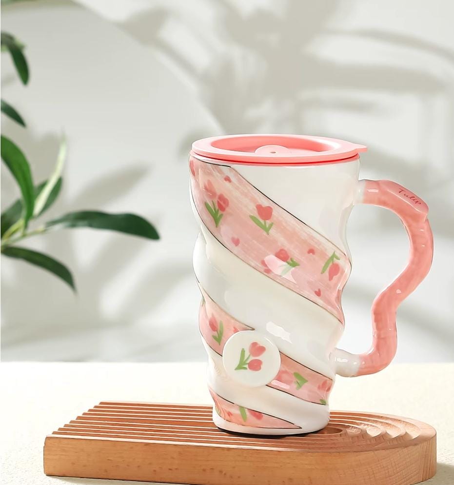Tulip Twist Ceramic Travel Mug