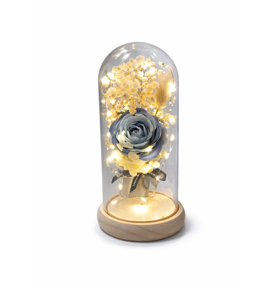 Radiant Eternal Rose in Glass Dome – A Timeless Gift of Light