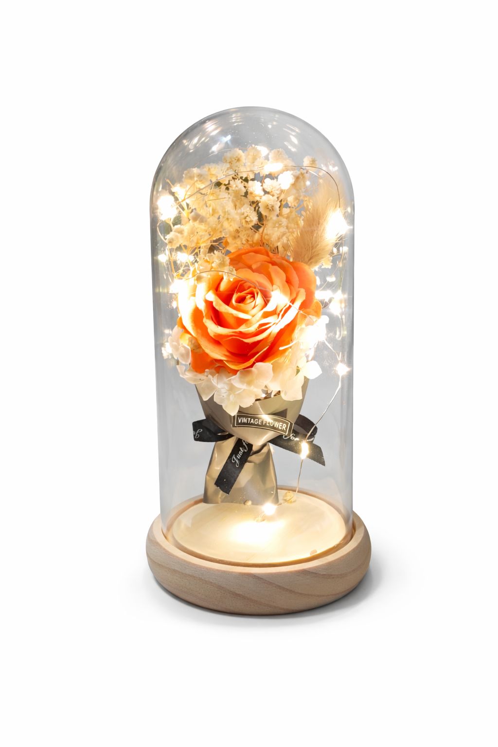 Radiant Eternal Rose in Glass Dome – A Timeless Gift of Light