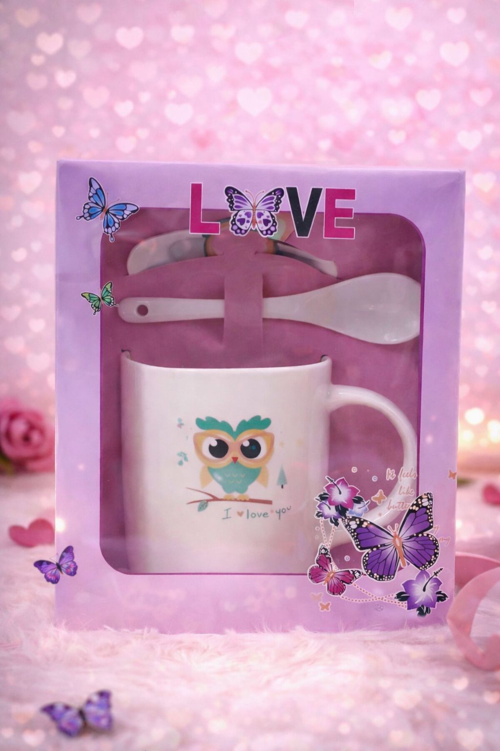 Charming Owl & Butterfly Ceramic Gift Set